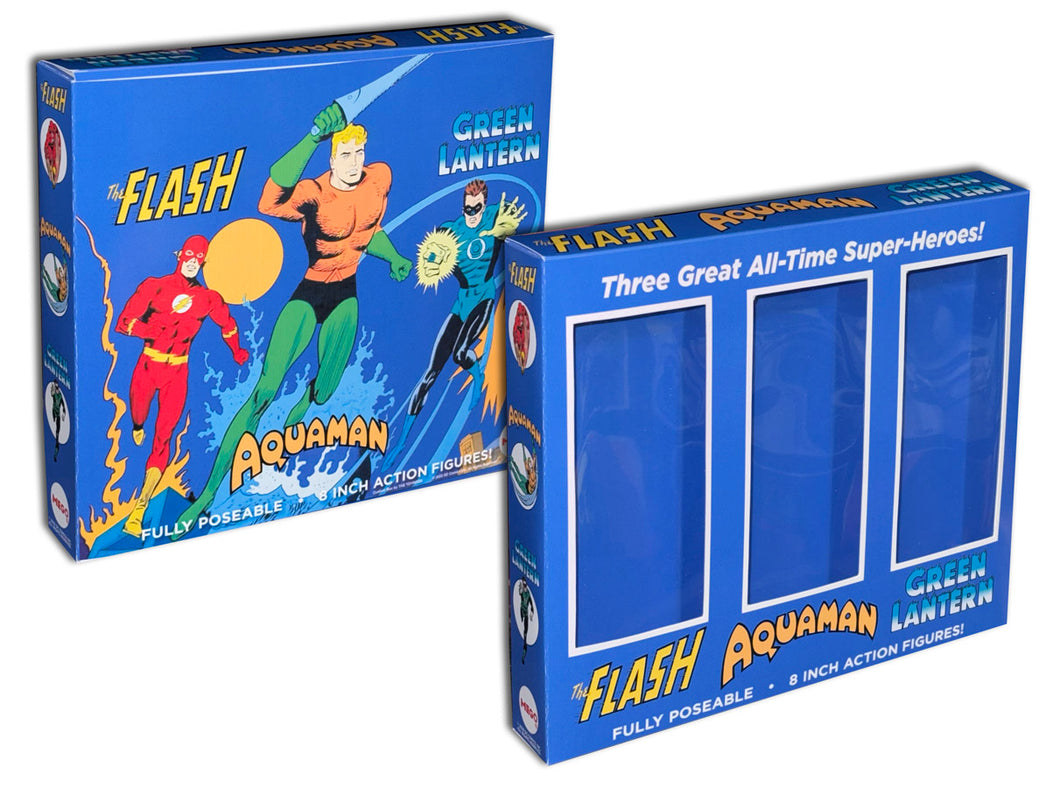 Mego 3-Pack Box: Flash/Aquaman/Green Lantern